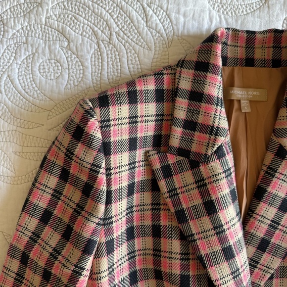 Michael Kors Collection - Plaid Wool Blazer - Rosewood - Picture 6 of 16